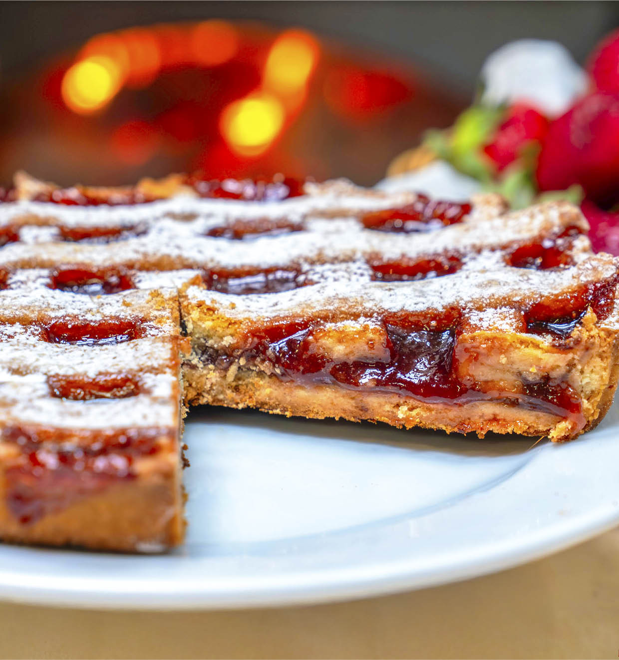 Crostata - Mürbeteigkuchen mit Erdbeerkonfitüre
