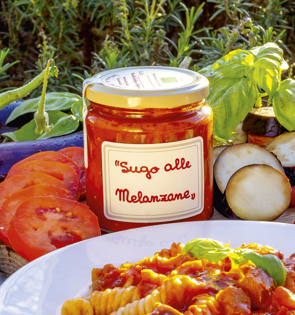 Soße aus Tomaten und Auberginen