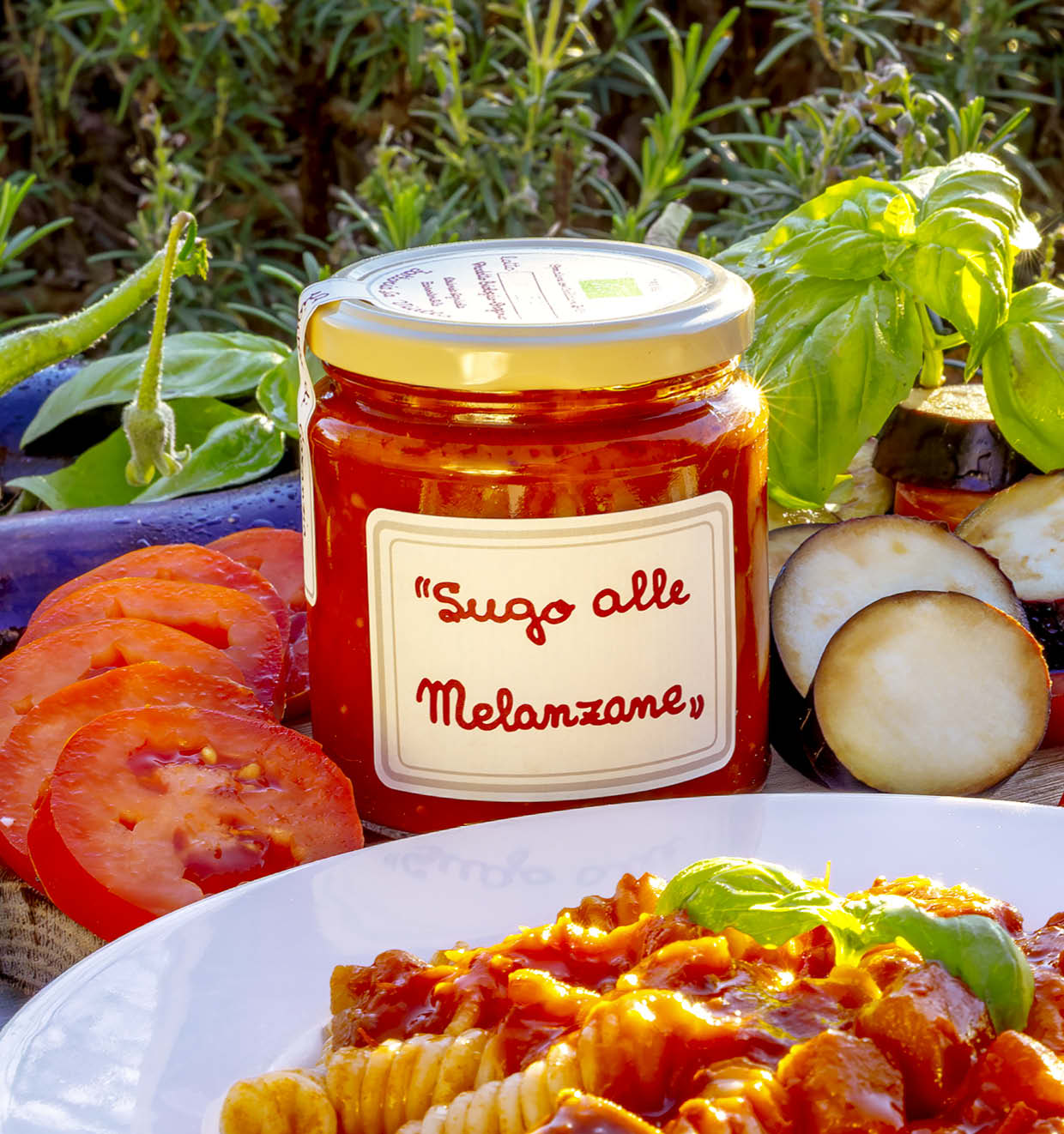 Tomaten-auberginesaus