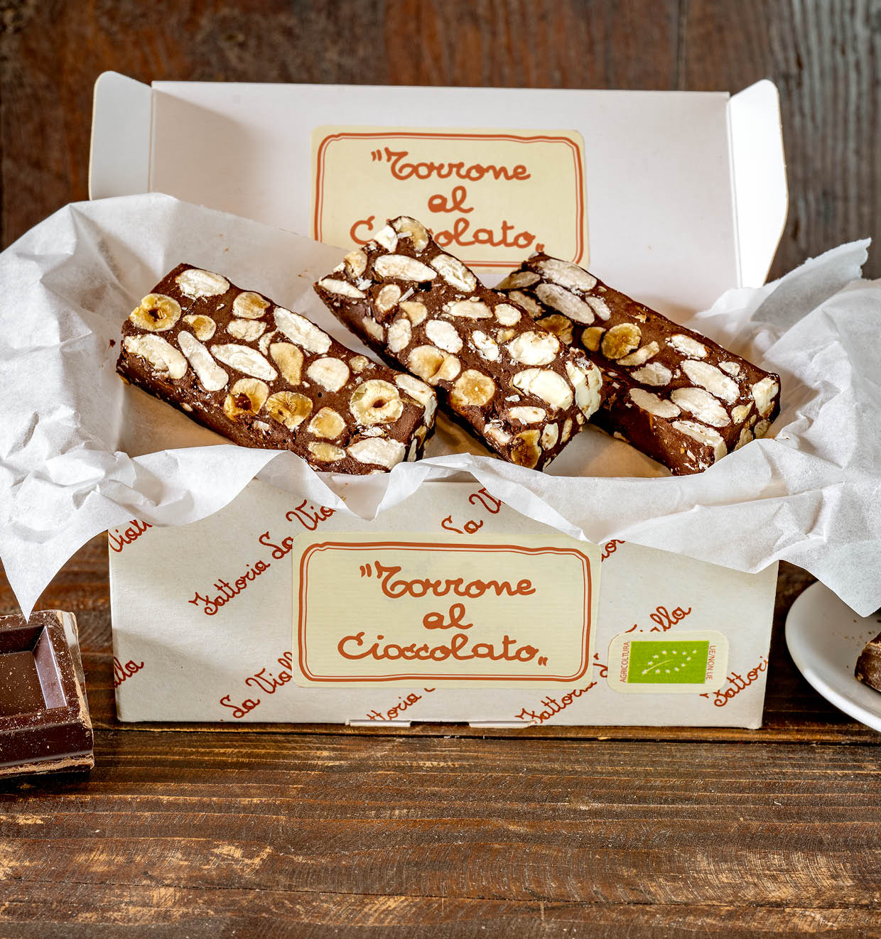 Zachte biologische Nougat met Chocolade