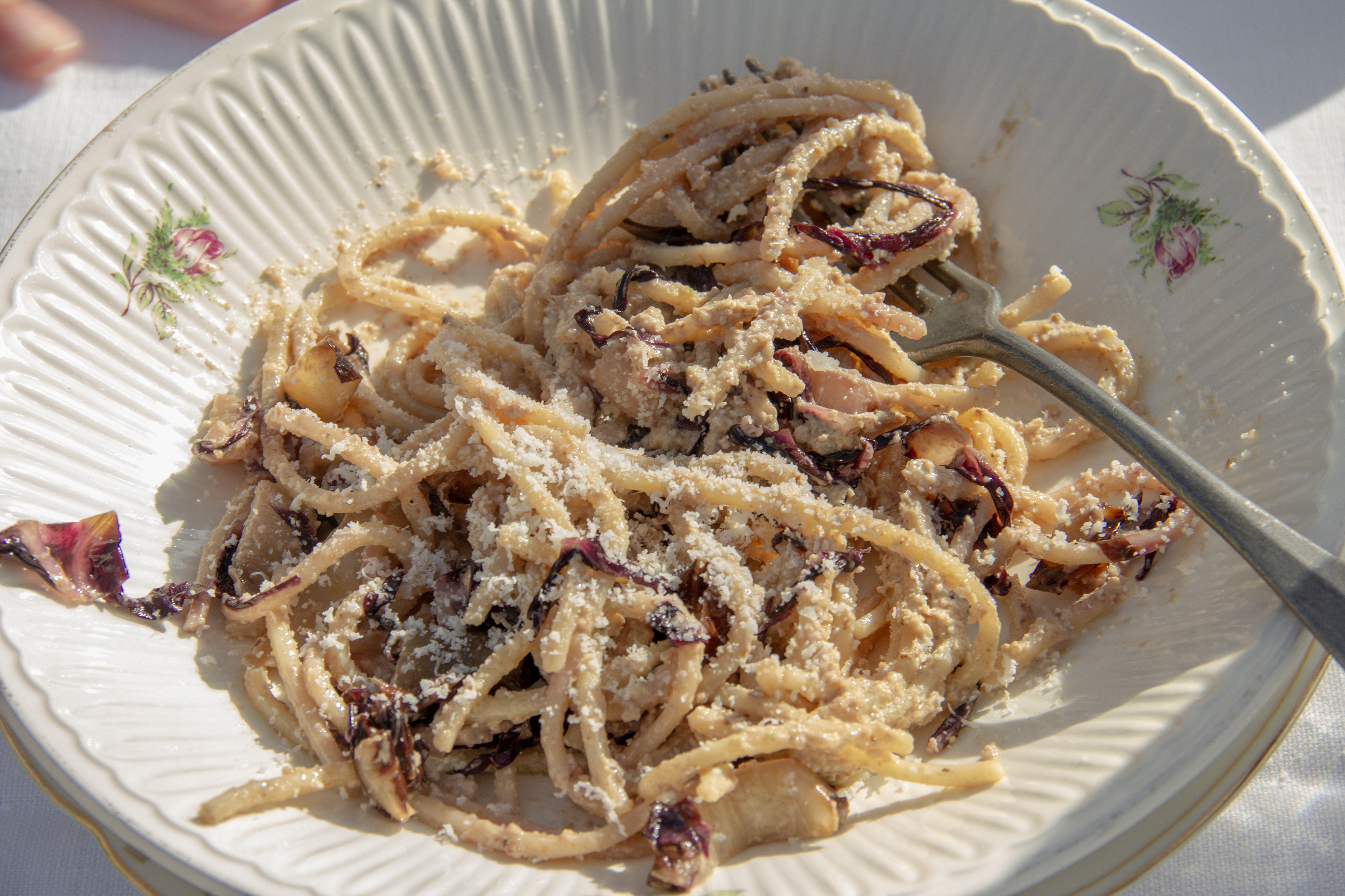 Spaghetti con salsa di noci e radicchio   | Fattoria La Vialla